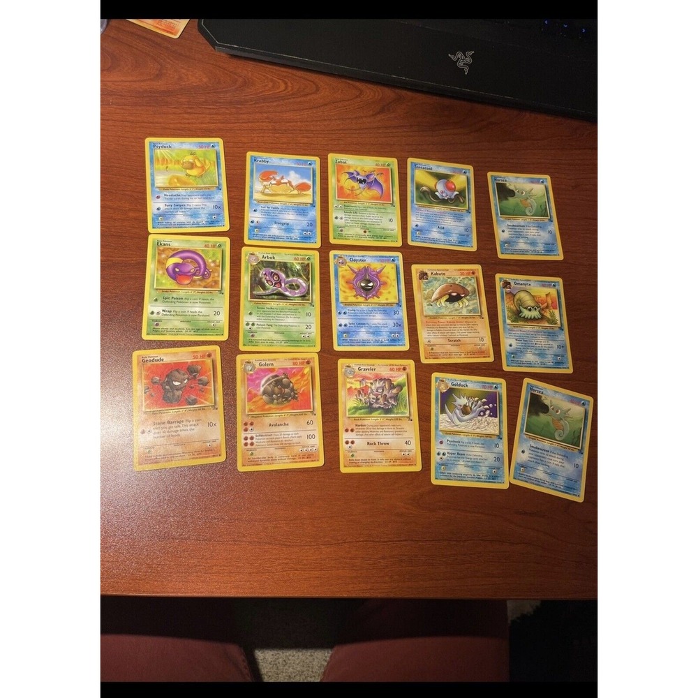 15 Pokemon Cards from the Fossil Collection